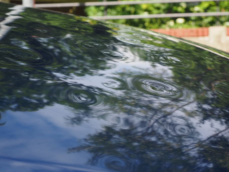 water drops on car, hail damage, auto, car roof, paint damage, HD wallpaper