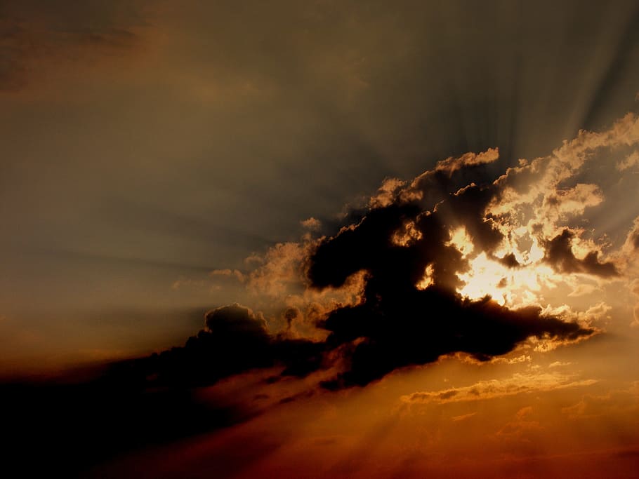 sunset, cloud, fire, in the evening, cloud - sky, beauty in nature HD wallpaper