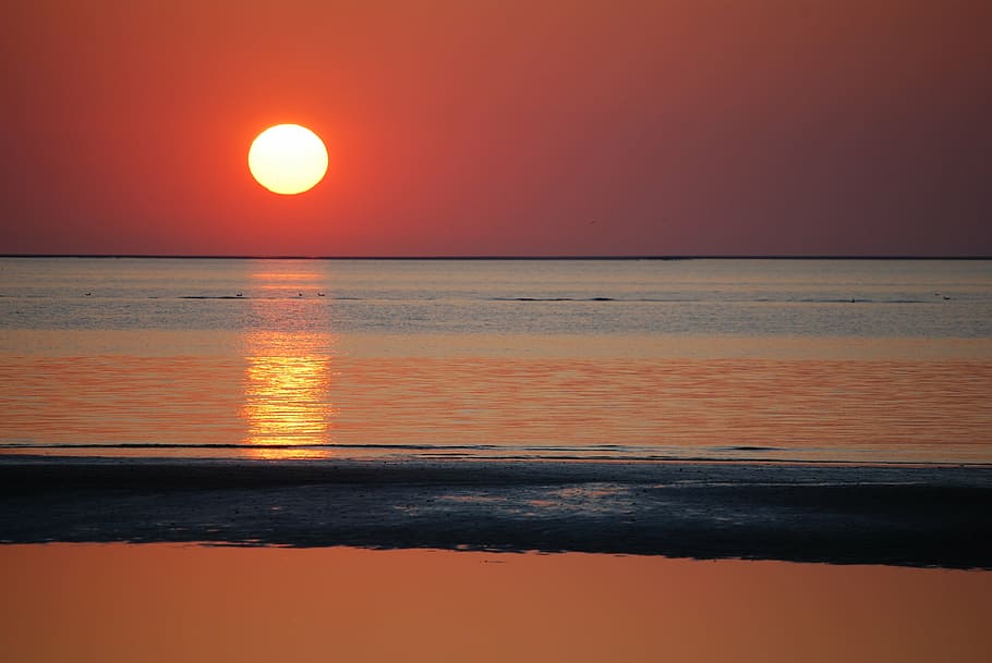 sunset, red, orange, evening, afterglow, sky, evening sky, abendstimmung HD wallpaper