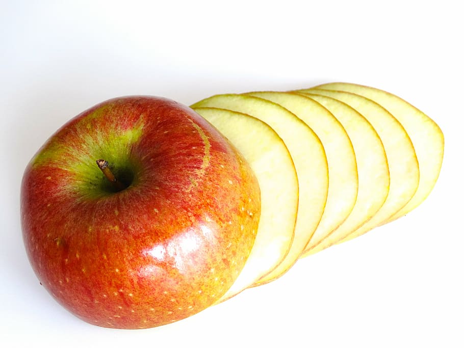 red apple, fruit, discs, color, healthy, food and drink, healthy eating HD wallpaper