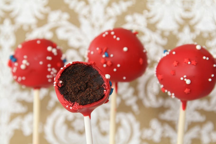 selective photo red chocolate pops, cake pops, dessert, sweets, HD wallpaper