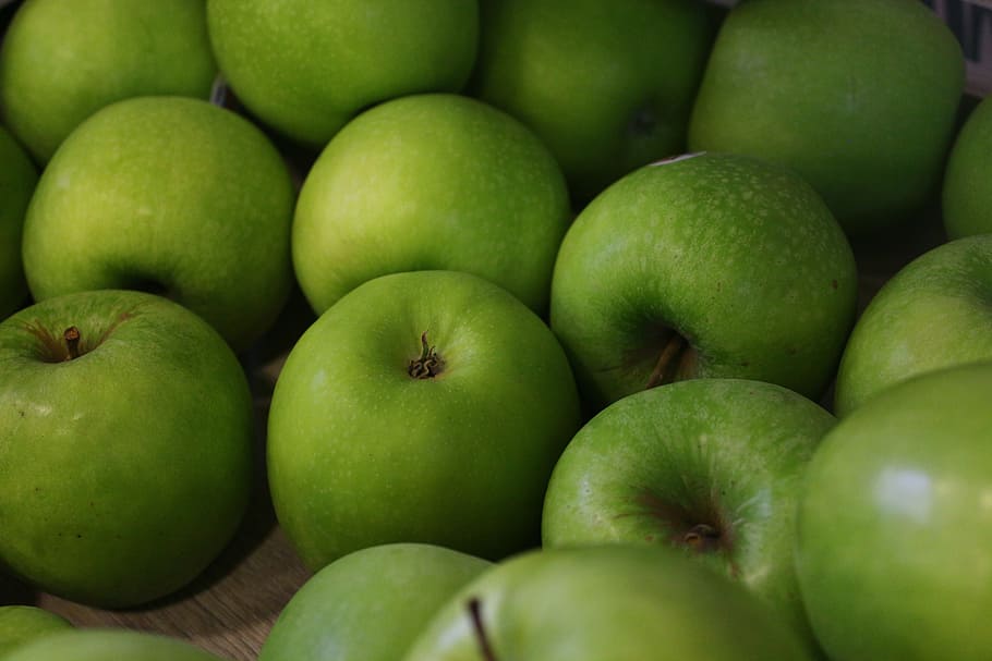 apples, fruit, green, green apple, fruit trees, nature, fruits, HD wallpaper