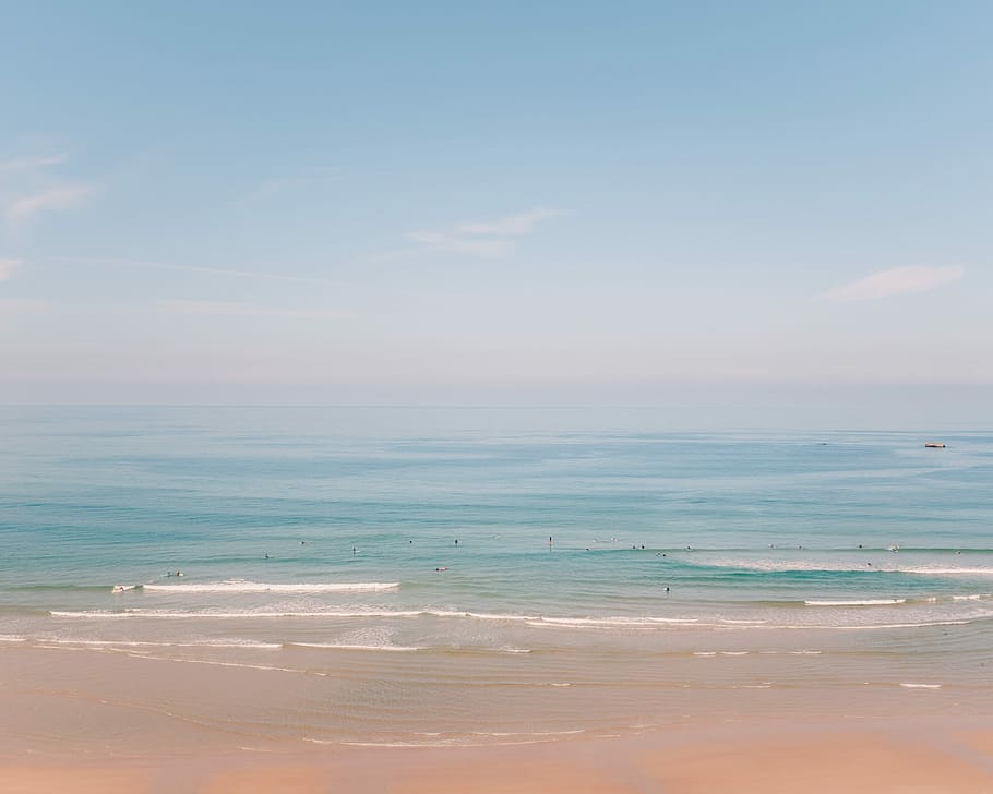 photograph of beach, seashore with waves, ocean, surf, coast HD wallpaper