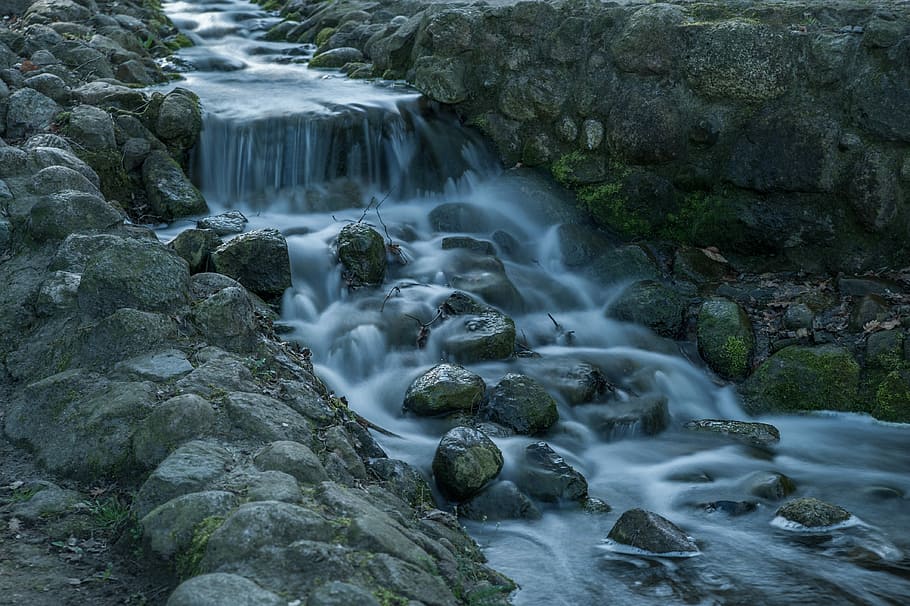 soft, waters, waterfall, nature, rock, rock - object, motion HD wallpaper