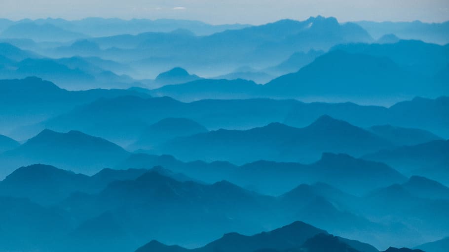 bird's eye view of mountain, untitled, blue mountain, photography, HD wallpaper