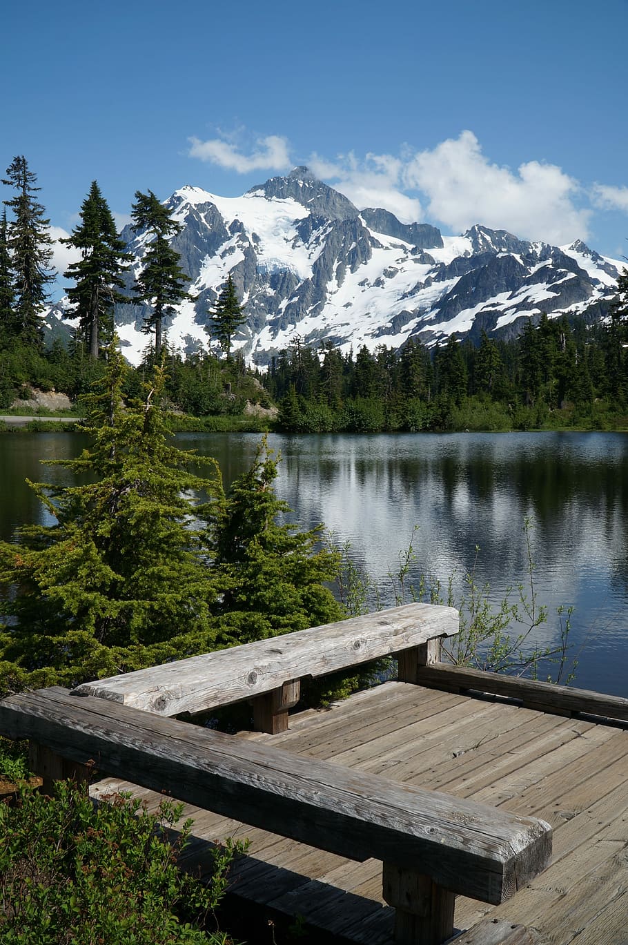 picture lake, mountain, reflection, sky, water, outdoor, nature HD wallpaper
