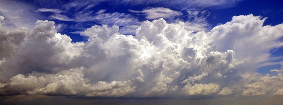 white clouds during day time, sky, blue, nature, summer, cloudscape HD wallpaper