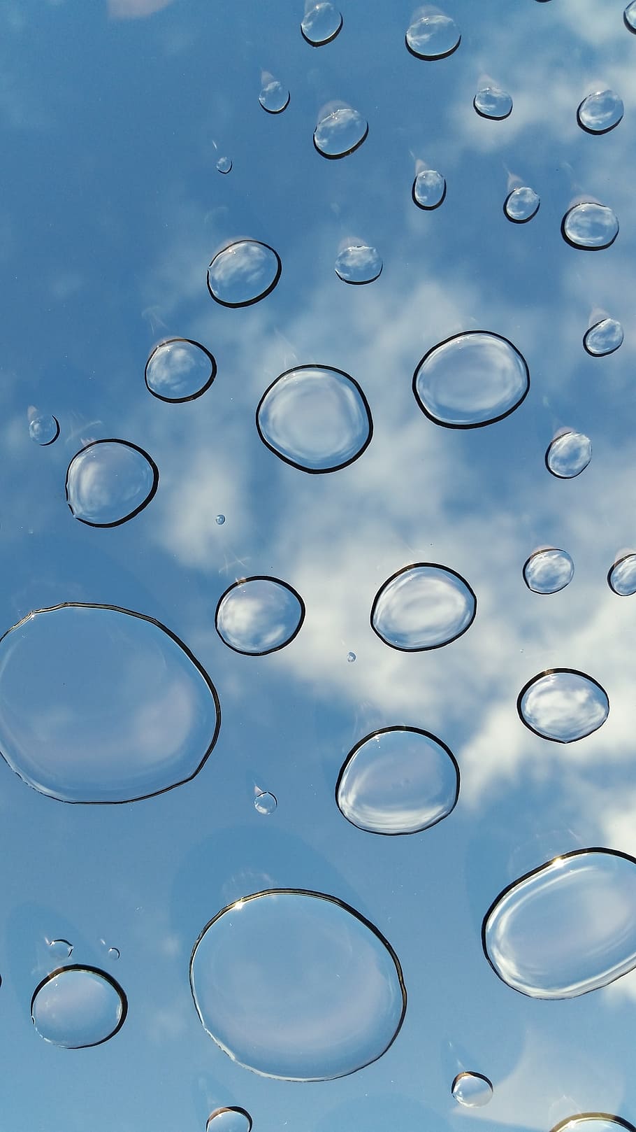 Drip, Water, Sky, Glass, drop, backgrounds, blue background HD wallpaper