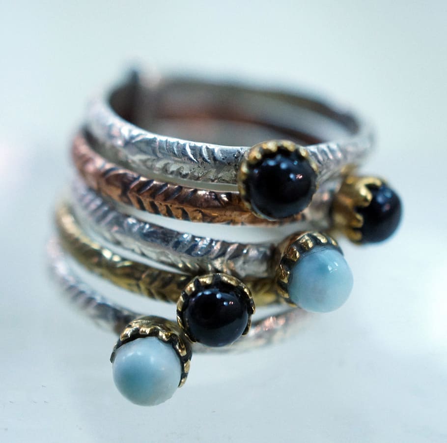 larimar, onyx, amethyst, ring, sterling silver, stone, gem HD wallpaper
