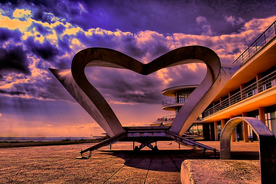 abandoned, architecture, beach, building, business, city, clouds HD wallpaper