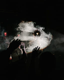 people at concert surrounded by fog, light, praise, cross, monstrance HD wallpaper