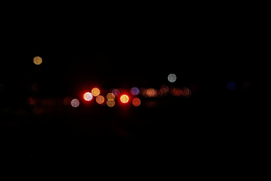 bokeh photography of red light, screen, dark, night, illuminated HD wallpaper
