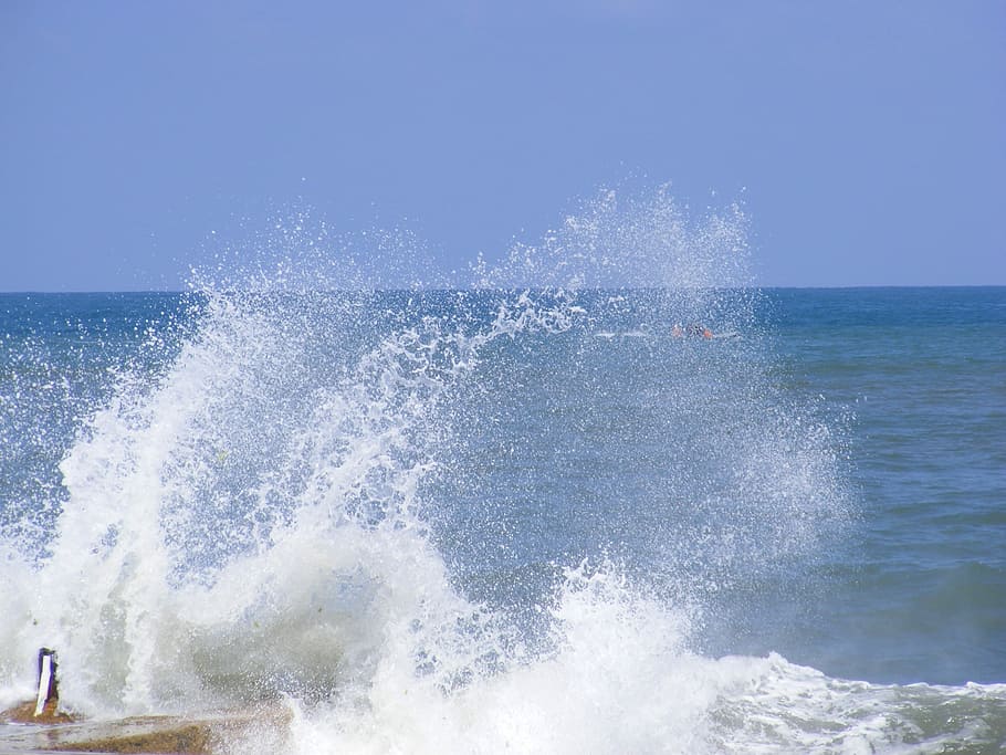Wave, Splash, Water, Dock, Pier, Sea, ocean, motion, power in nature HD wallpaper