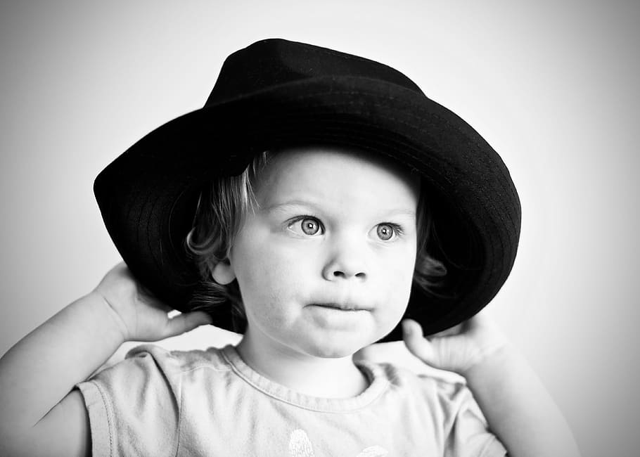 grayscale photography of girl with hat, grayscale photo of a girl wearing hat HD wallpaper