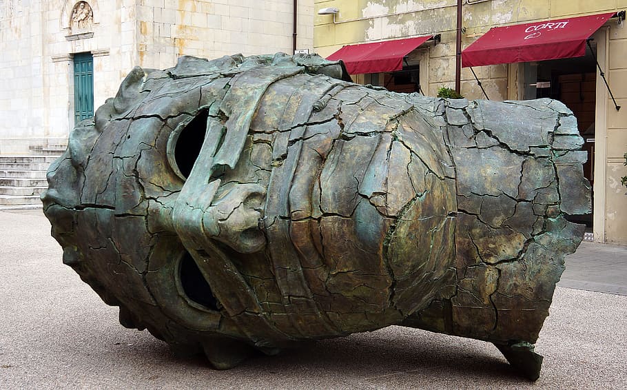large, bronze, head, pietrasanta, plaza, italy, art and craft HD wallpaper