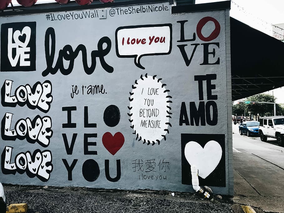 HD wallpaper: white wall with love graffiti, Love quote board, street art,  i love you | Wallpaper Flare