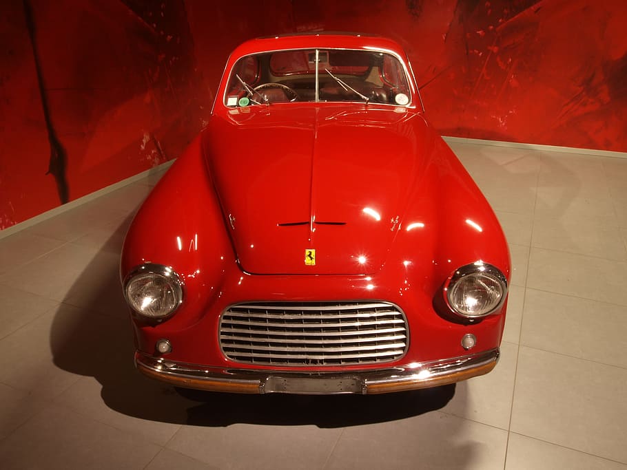 vintage red Ferrari coupe, 1949, car, automobile, engine, internal combustion, HD wallpaper