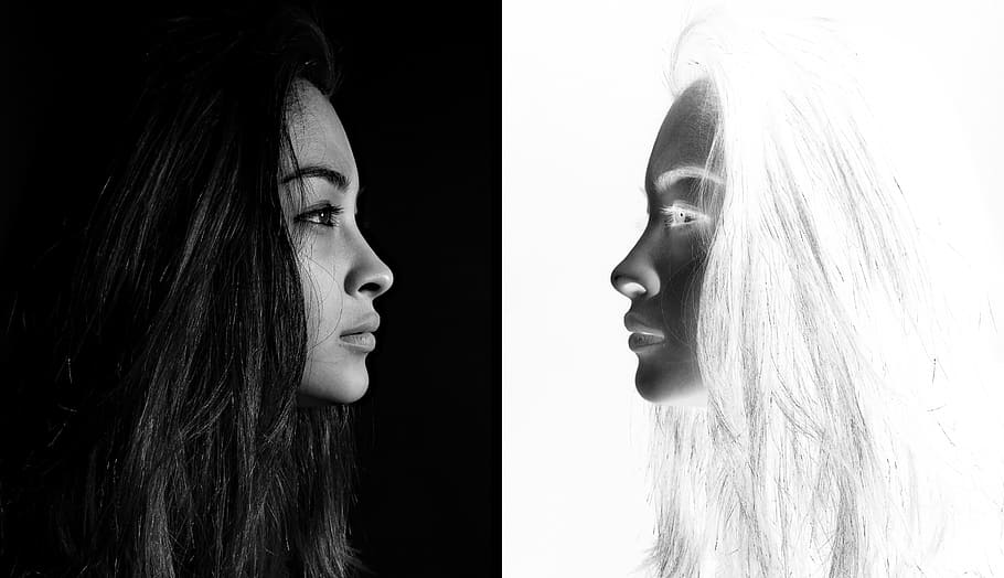 self, conflicting, struggle, fight, woman, antagonism, long hair HD wallpaper