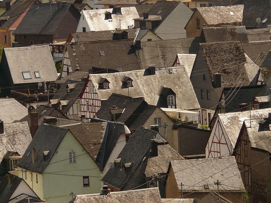 City, Town Centre, homes, schieferdaecher, community, village, HD wallpaper