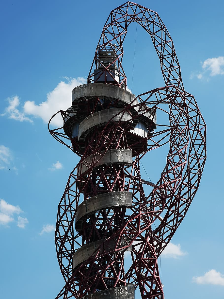 london, orbit, sky, low angle view, metal, built structure HD wallpaper
