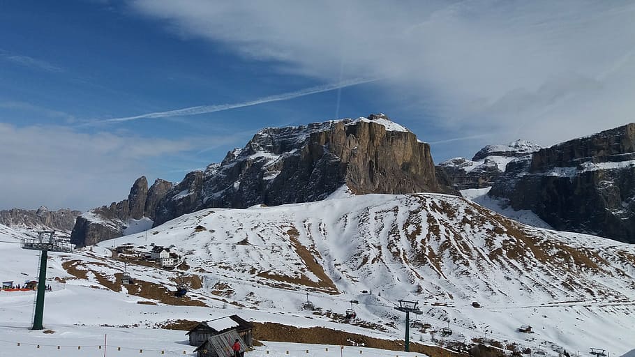 italy, sella ronda, dolomites, snow, mountain, european Alps, HD wallpaper