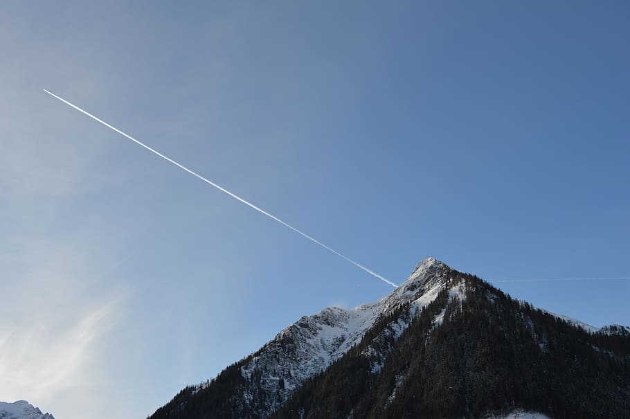 Mountain, Aircraft, Alpine, sky, blue, winter, nature, snow HD wallpaper
