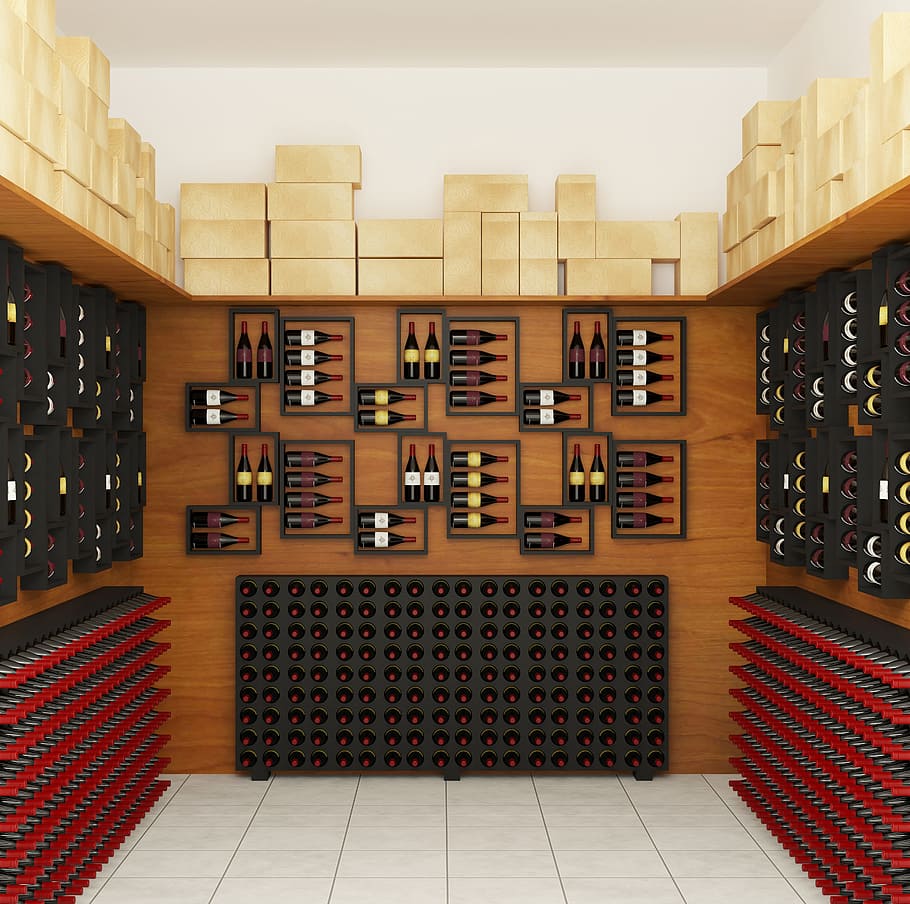 alcoholic, drink, beverage, bottles, wine, store, display, rack HD wallpaper