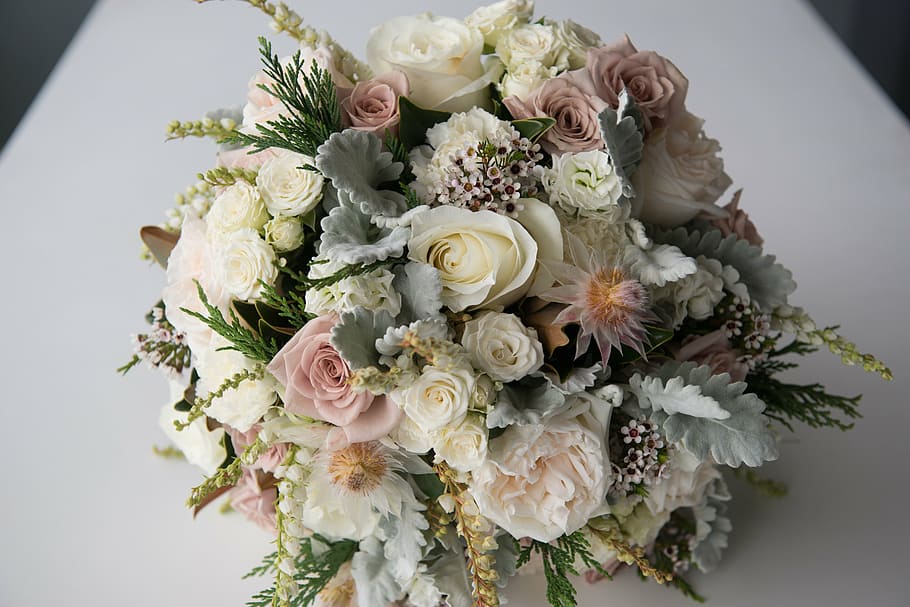 white and pink flower bouquet closeup photography, flowers HD wallpaper