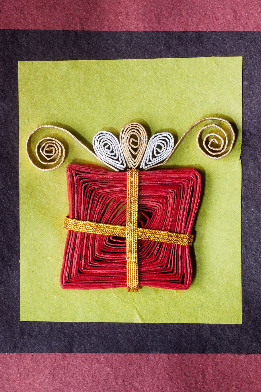 red and brown paper art decor, gift, loop, packed, christmas HD wallpaper