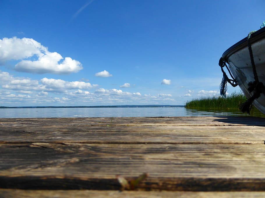 Lake, Boot, Web, Water, sea, sky, beach, blue, no people, horizon HD wallpaper