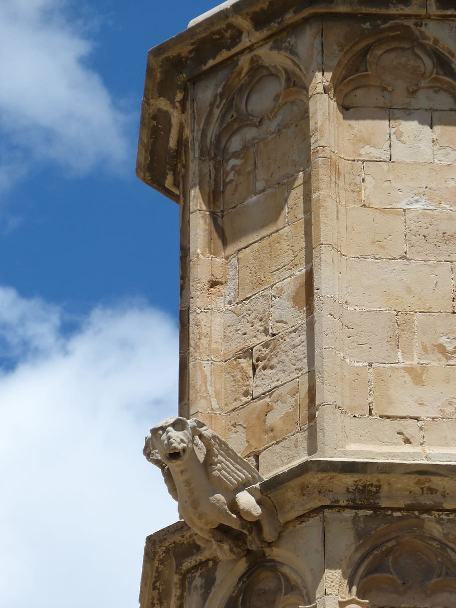 Gargoyle, Tower, Gothic, Carved Stone, tortosa, statue, sculpture HD wallpaper