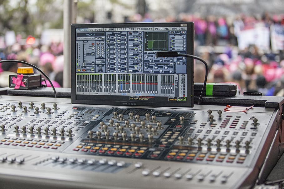 black audio mixer, technology, display, computer, equipment HD wallpaper