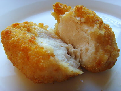 fried chicken on white ceramic plate, Chicken Nuggets, Breaded HD wallpaper