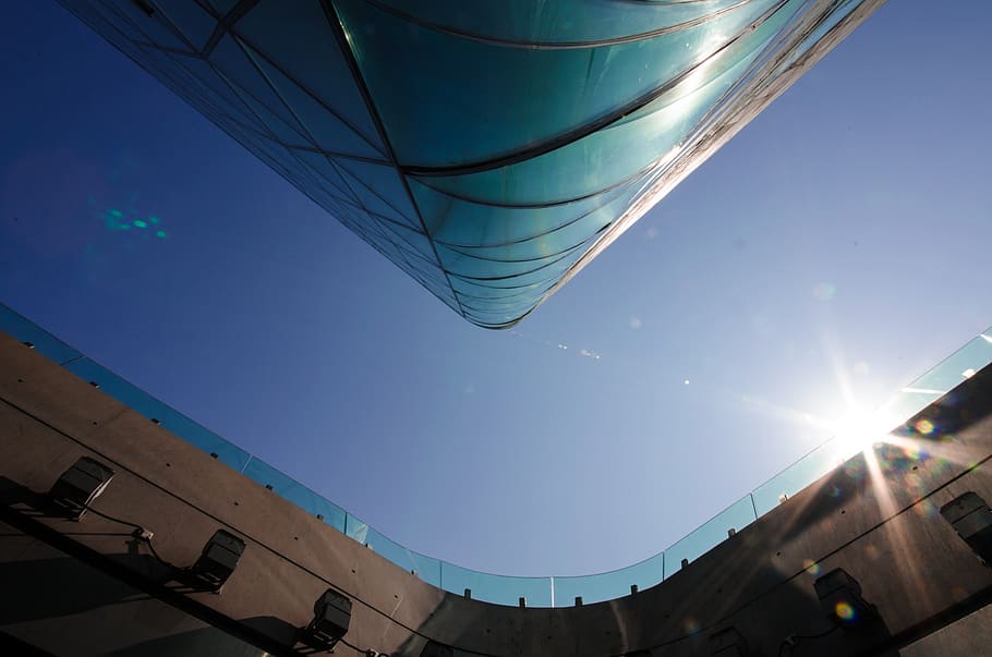 arc, sunshine, blue sky, low angle view, building exterior HD wallpaper