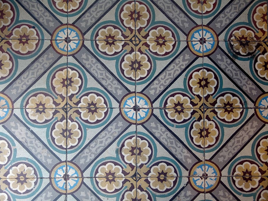 brown-and-gray floral ceramic tiles, amsterdam, ground, pattern HD wallpaper
