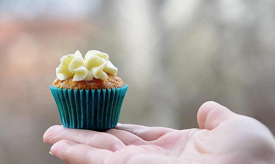 selective focus photography of person holding cupcake, sweets HD wallpaper