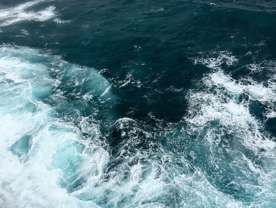 sea waves, body of water at daytime, ocean, foam, ripple, splash HD wallpaper