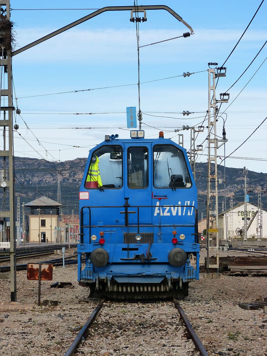 locomotive, machine, train, blue, via, mode of transportation HD wallpaper