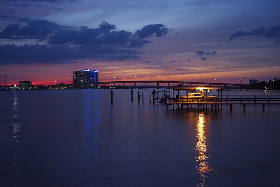 boat, dawn, dock, dusk, harbor, lake, ocean, outdoors, pier HD wallpaper