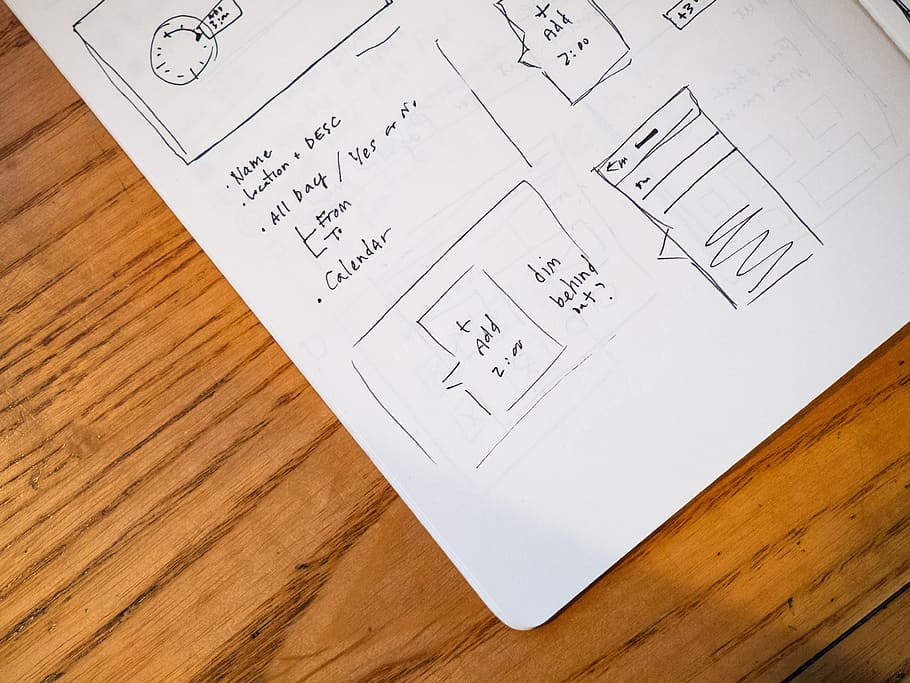 notepad, notebook, paper, design, sketch, writing, mockup, table HD wallpaper