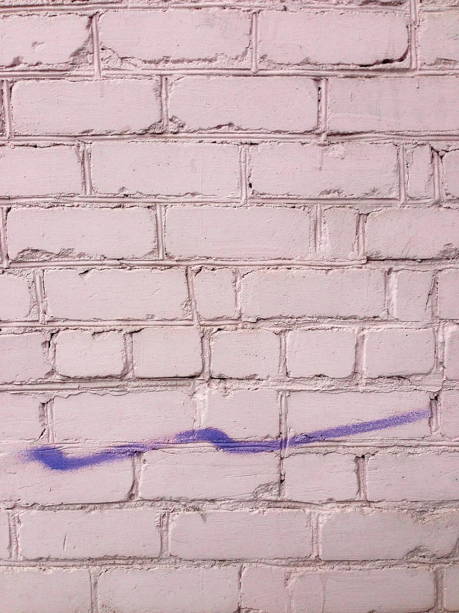 purple painting on white brick, photo of beige concrete wall HD wallpaper