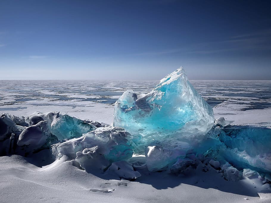 white and blue iceberg, winter, cold, frost, wintry, frozen, water, HD wallpaper