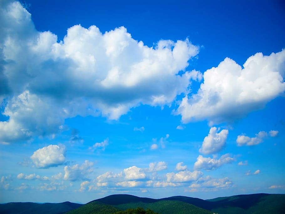 mountains, sky, clouds, blue, white, blue ridge, range, virginia HD wallpaper