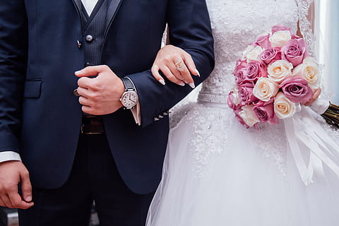 Closeup shot of wedding bride and groom, people, married, love HD wallpaper