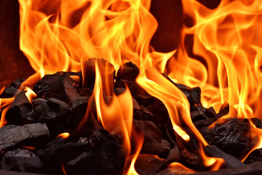 closeup photography of fire, flame, carbon, burn, mood, campfire HD wallpaper