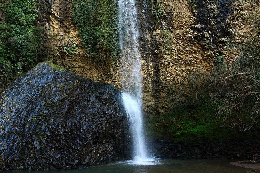 green, forest, landscape, waterfall, nature, natural, scenery HD wallpaper