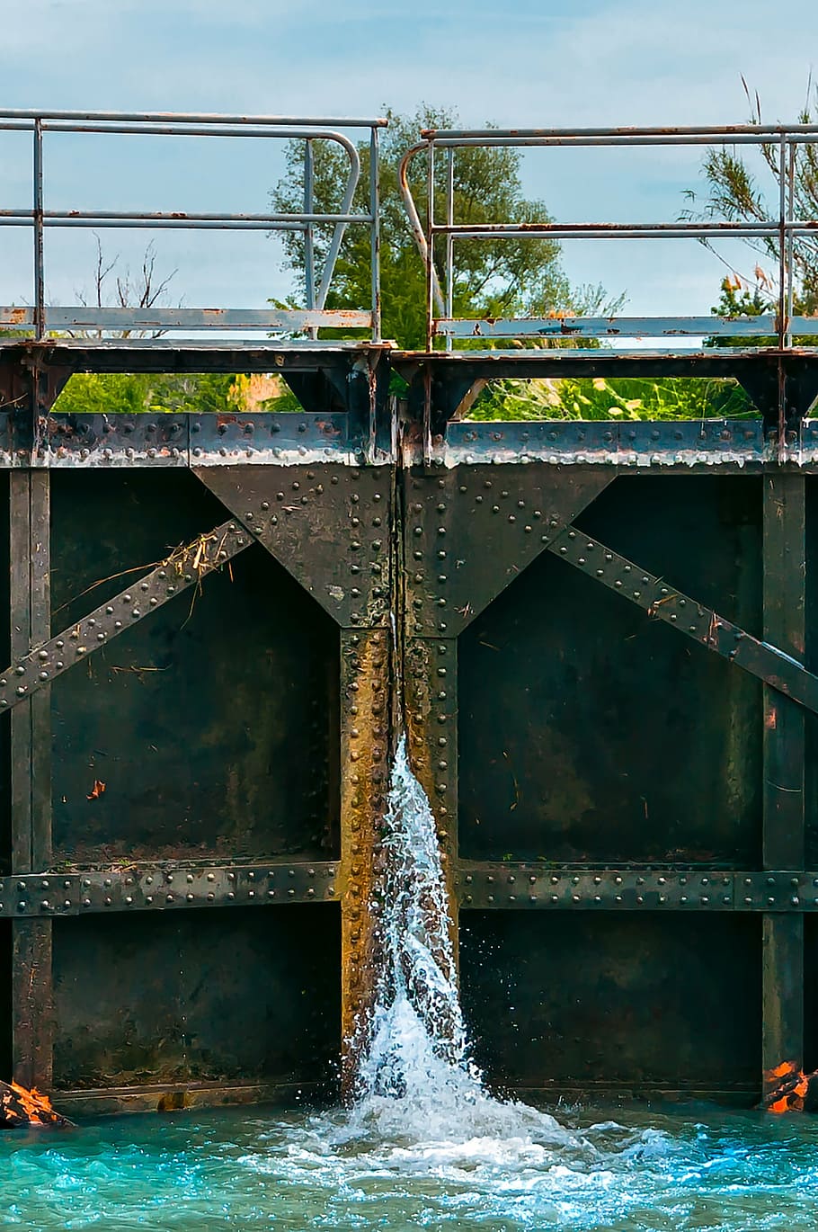 lock, channel, water, ecluse, france, noon, provence, metal HD wallpaper