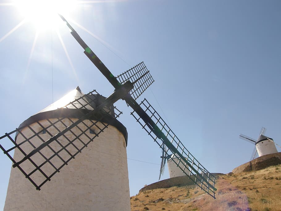 mill, consuegra, toledo, wind turbine, sky, fuel and power generation HD wallpaper