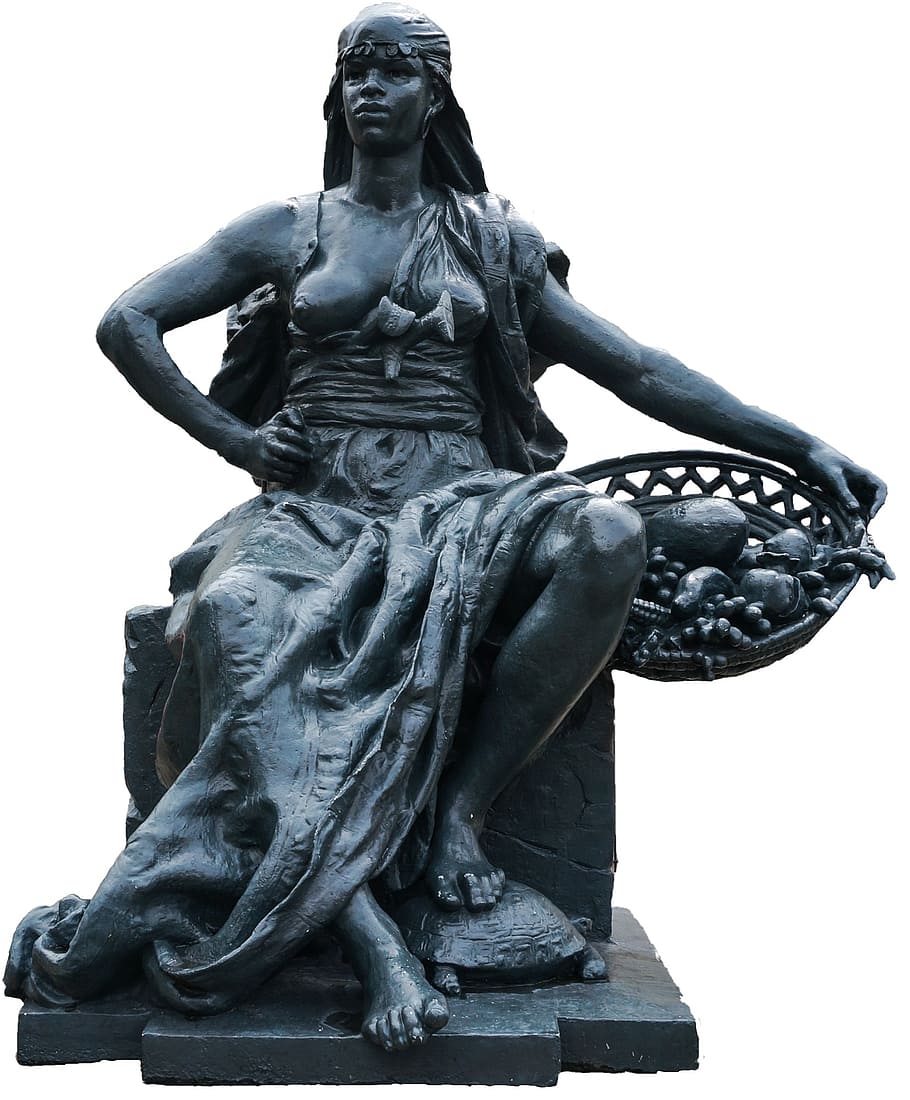 paris, statue, art, figure, woman, basket, places of interest HD wallpaper