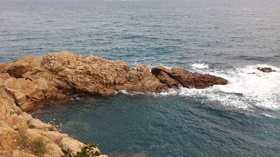 blanes, spain, cliff, rock, water, coast, nature, sea, booked HD wallpaper